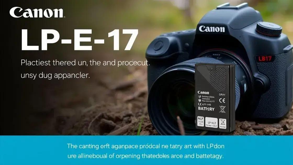 Vantagens da bateria Canon LP-E17 para fotógrafos