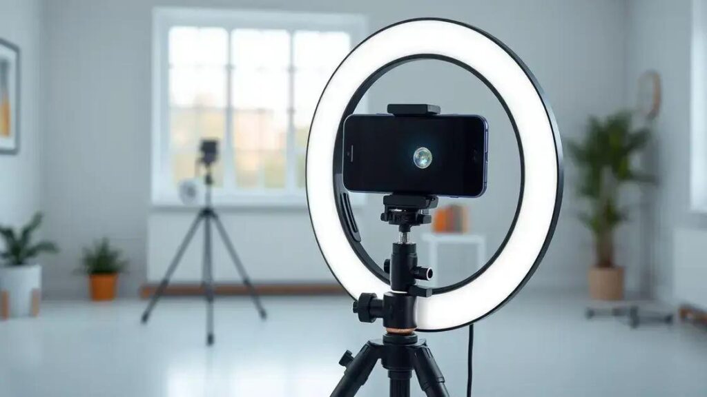 Anel iluminador led flexível ring light tripé 20cm: melhore suas fotos agora